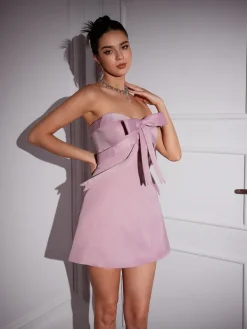 Dresses|Mini Dresses*Mew Mews Fashion Elija Strapless Bow Satin Mini Dress