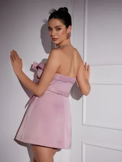 Dresses|Mini Dresses*Mew Mews Fashion Elija Strapless Bow Satin Mini Dress