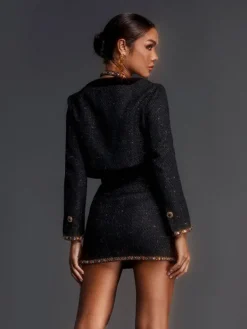 Sets & Co-ords*Mew Mews Fashion Eljah Long Sleeve Rhinestone Tweed Skirt Set