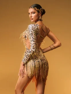 Embellishment|Dresses*Embellishment Elyon Cutout Leopard Fringe Mini Dress