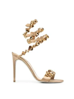 Shoes*Mew Mews Fashion Elyra Snake Rhinestone Sandals In Gold