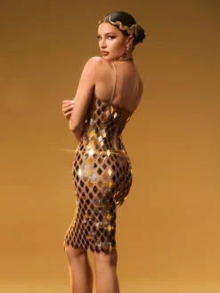 Embellishment|Dresses*Embellishment Elysion Spaghetti Acrylic Embellished Mini Dress
