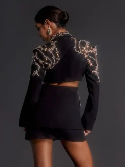 Coats & Jackets|Blazers*Mew Mews Fashion Emelye Long Sleeve Rhinestone Cutout Blazer