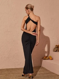 Dresses|Maxi Dresses*Mew Mews Fashion Emi One Shoulder Backless Maxi Dress In Black
