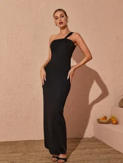Dresses|Maxi Dresses*Mew Mews Fashion Emi One Shoulder Backless Maxi Dress In Black