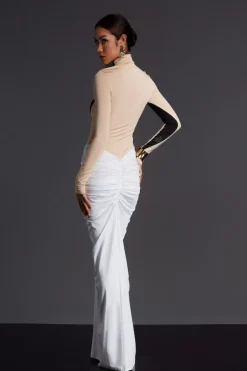 Maxi Dresses|Dresses*Mew Mews Fashion Emmly Long Sleeve Ruched Split Maxi Dress
