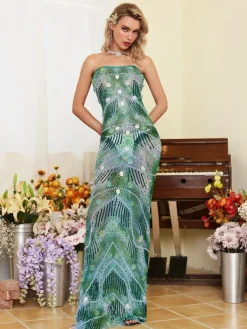Embellishment|Dresses*Embellishment O/S Ennis Strapless Flower Embellished Maxi Dress