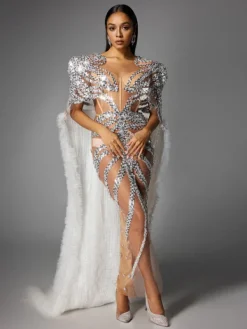 Dresses|Maxi Dresses*Jiu Bajia O/S Eorkonweald Sequin Tulle Maxi Dress
