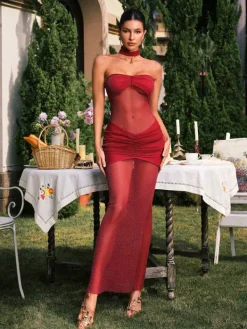 Dresses|Maxi Dresses*Mew Mews Fashion Eorlland Long Sleeve Ruched Skirt Set