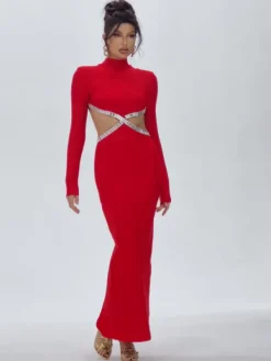 Dresses|Maxi Dresses*Bandage Ephai Rhinestone Cutout Dress In Red