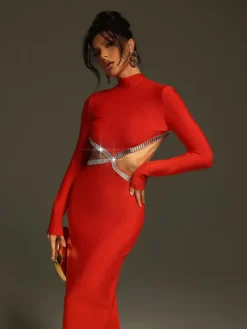 Dresses|Maxi Dresses*Bandage Ephai Rhinestone Cutout Dress In Red