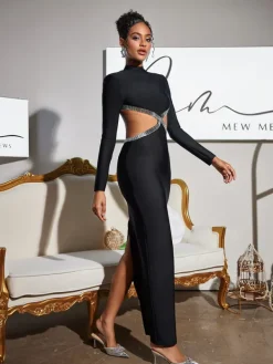 Dresses|Maxi Dresses*Bandage Ephai Rhinestone Cutout Dress In Black