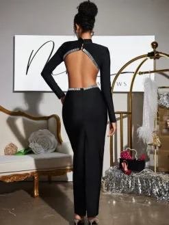 Dresses|Maxi Dresses*Bandage Ephai Rhinestone Cutout Dress In Black