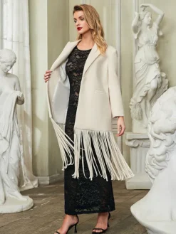 Coats & Jackets*Mew Mews Fashion Esclarmonde V Neck Fringe Woolen Coat
