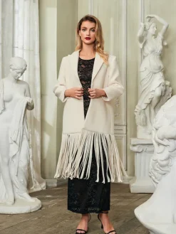 Coats & Jackets*Mew Mews Fashion Esclarmonde V Neck Fringe Woolen Coat