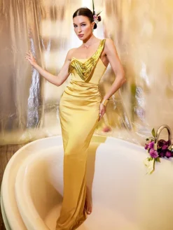 Dresses|Maxi Dresses*Mew Mews Fashion Ethel Strapless Satin Maxi Dress