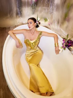 Dresses|Maxi Dresses*Mew Mews Fashion Ethel Strapless Satin Maxi Dress