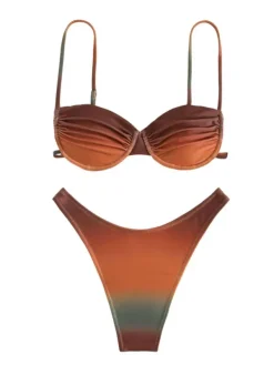 Bikini Sets|Swimwear*Mew Mews Fashion Eva Ombre Ombre Bikini Two Piece Set In Coffee