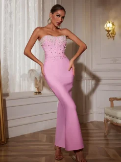 Dresses|Maxi Dresses*Mew Mews Fashion Everett Strapless Pearl Bandage Dress