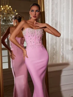Dresses|Maxi Dresses*Mew Mews Fashion Everett Strapless Pearl Bandage Dress