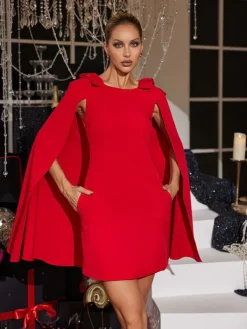 Dresses|Mini Dresses*Mew Mews Fashion Faustina Bow Cape Mini Dress