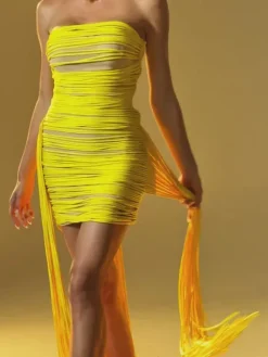 Dresses|Maxi Dresses*Mew Mews Fashion Feray Strapless Fringe Mini Dress