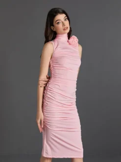 Dresses|Midi Dresses*Mew Mews Fashion Fionnuala Flower Ruched Midi Dress