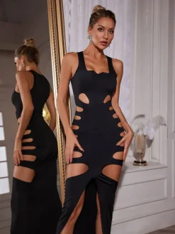 Dresses|Maxi Dresses*Mew Mews Fashion Fitzgerald Cutout Split Maxi Dress