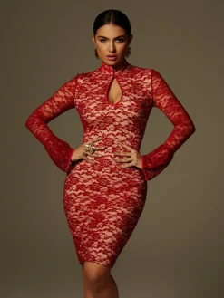 Dresses|Mini Dresses*Mew Mews Fashion Fleury Long Sleeve Lace Midi Dress