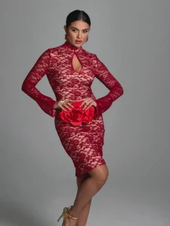 Dresses|Mini Dresses*Mew Mews Fashion Fleury Long Sleeve Lace Midi Dress