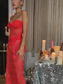 Dresses|Midi Dresses*Mew Mews Fashion Flossie Strapless Twisted Lace Dress In Orange