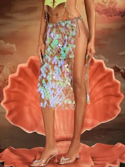 Skirts*Mew Mews Fashion O/S Folami Sequin Chainmail Skirt