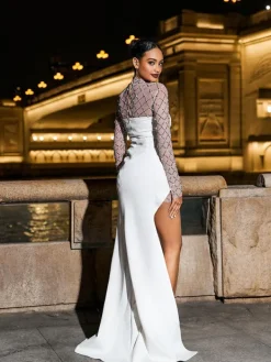 Embellishment|Dresses*Embellishment Foster Net Rhinestone Mesh Dress