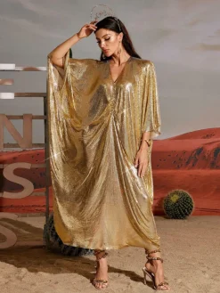 Dresses|Maxi Dresses*Mew Mews Fashion O/S Fraser V Neck Chainmail Kaftan