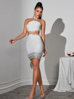 Dresses*Bandage Fritz Rhinestone Shell Mini Dress