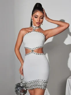 Dresses*Bandage Fritz Rhinestone Shell Mini Dress