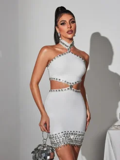 Dresses*Bandage Fritz Rhinestone Shell Mini Dress