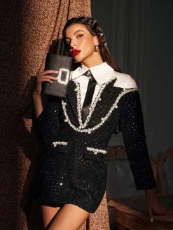 Dresses|Mini Dresses*Mew Mews Fashion Galilea Embellished Sequin Collar Dress