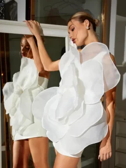 Dresses|Mini Dresses*Mew Mews Fashion Gannon One Shoulder Flower Mini Dress