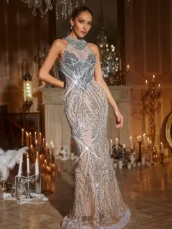 Embellishment|Dresses*Lu Yili Geffrey Sequin Maxi Dress