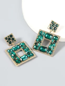 Earrings*Mew Mews Fashion Gem Door Knocker Statement Earrings