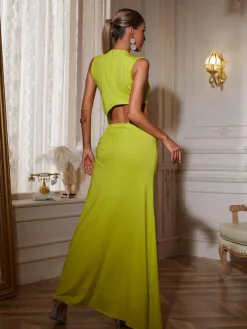 Dresses|Maxi Dresses*Mew Mews Fashion Gertrude V Neck Cutout Split Maxi Dress