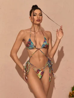 Bikini Sets|Swimwear*Mew Mews Fashion Goldie Cross Straps Printed Bikini Two Piece Set