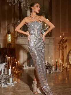 Embellishment|Dresses*Lu Yili Graeden Strapless Sequin Maxi Dress