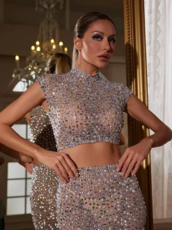 Sets & Co-ords|Embellishment*Embellishment Gretchen Rhinestone Mesh Skirt Set