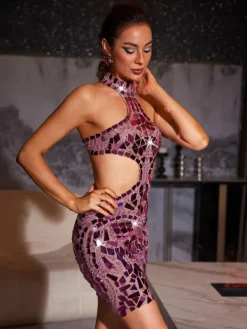 Embellishment|Dresses*Embellishment Grisha Acrylic Embellished Cutout Mini Dress