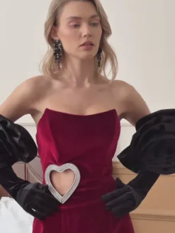 Dresses|Mini Dresses*Mew Mews Fashion Gus Crystal Heart Cutout Velvet Dress