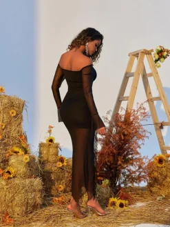 Dresses|Midi Dresses*Mew Mews Fashion Gussie Flower Ruffle Mesh Dress