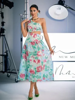 Dresses|Midi Dresses*Mew Mews Fashion Habib One Shoulder Print Embroidered Dress