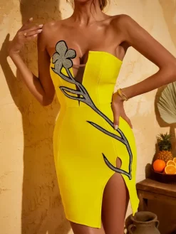Dresses|Mini Dresses*Bandage Hadassah Strapless Rhinestone Mini Dress